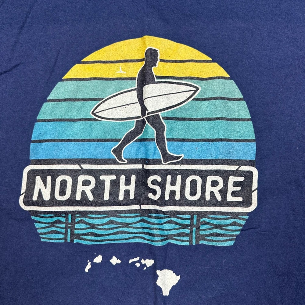 Port & Company Mens North Shore Hawaii Surf Graphic T-Shirt Navy Blue 2XL - Picture 4 of 6